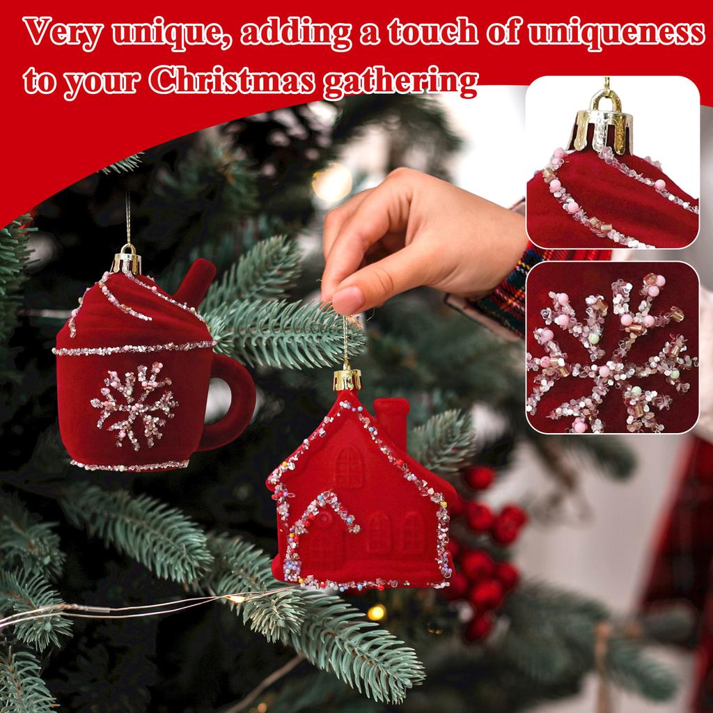 Creative Multi- Flocked Painted Christmas Tree Ornaments And Decorations