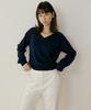 Lingseoul Merino Wool V-Neck Knit Top-Navy