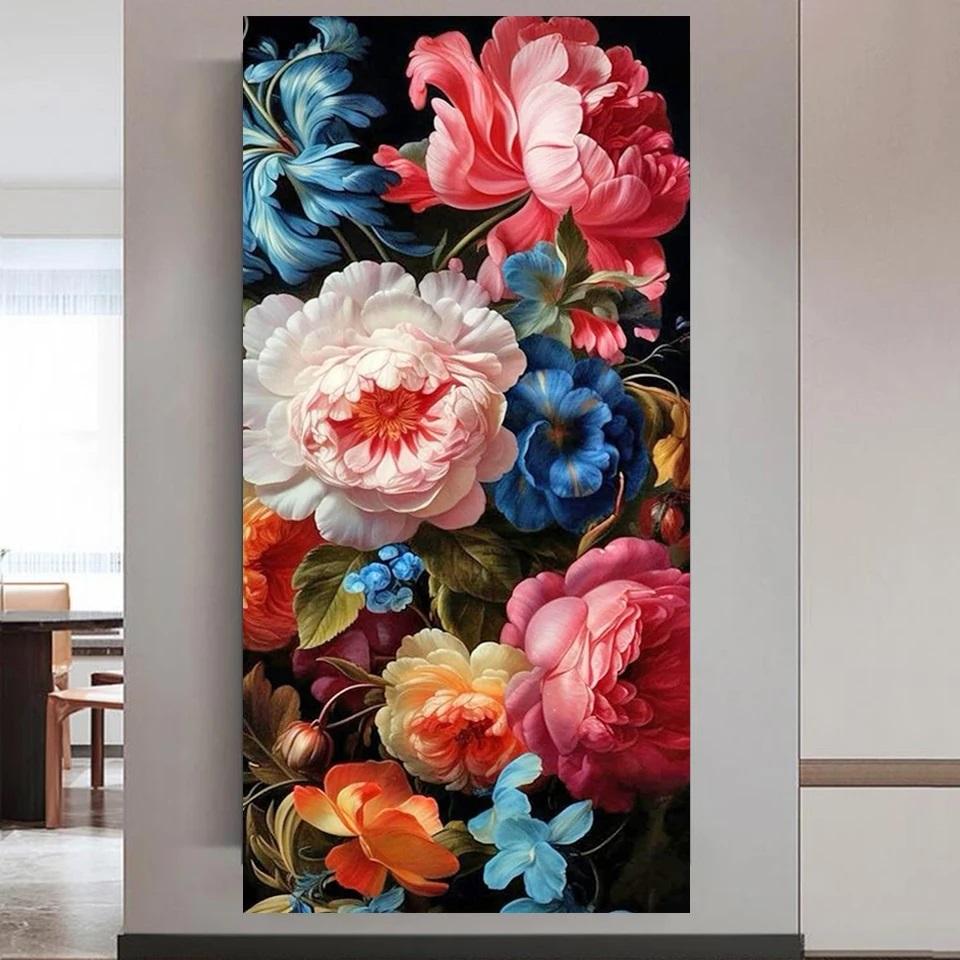 

Большие Румяна Цветы Алмазная Живопись Новинка 2025 Полная Квадратная Круглая Алмазная Вышивка Натюрморт Пион Сделай Сам Ручная Работа Домашний Декор Full Round 30x60CM