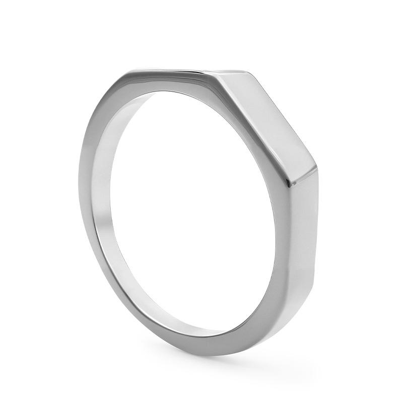 Explosive smooth rectangular ring can be engraved diagram seal copper gold-plated sculpture plain ring men and women