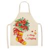 Christmas Snowflake Reindeer Gingerbread Man Print Linen Apron Sleeveless Dirty Resistant Cooking Bib 47x38cm 68x55cm