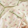 Women's Floral Crepe Pajama Set - Long Sleeve, Turn-Down Collar, Double Layer Gauze, Spring/Autumn Sleepwear