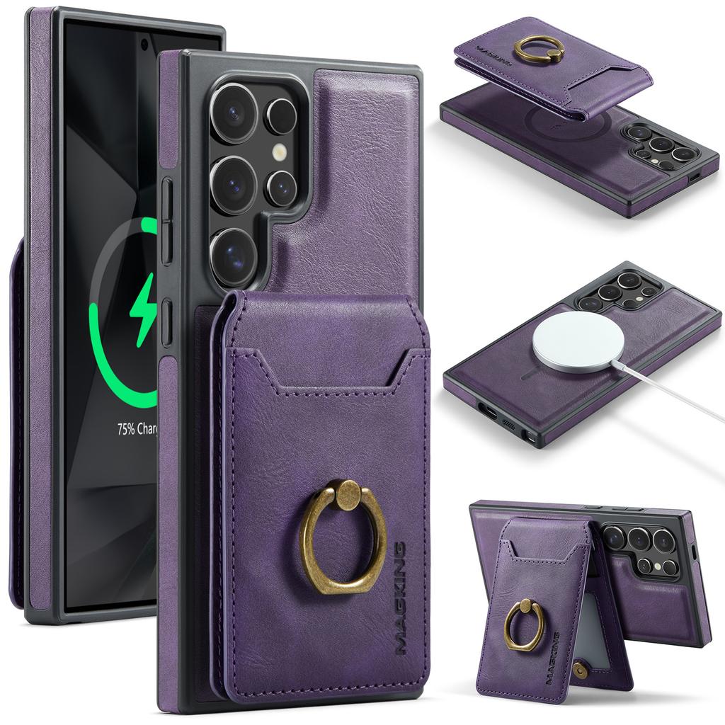 MAGKING K1 Series For Samsung Galaxy S26 Ultra Magnetic Case PC + TPU + PU Phone Cover with Card Holder