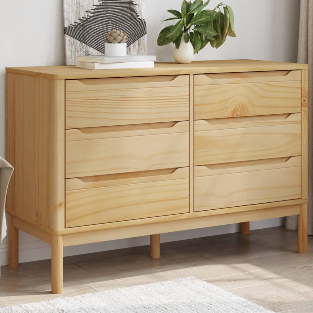 Vidaxl Kommode Floro, Wachsbraun, Massives Kiefernholz