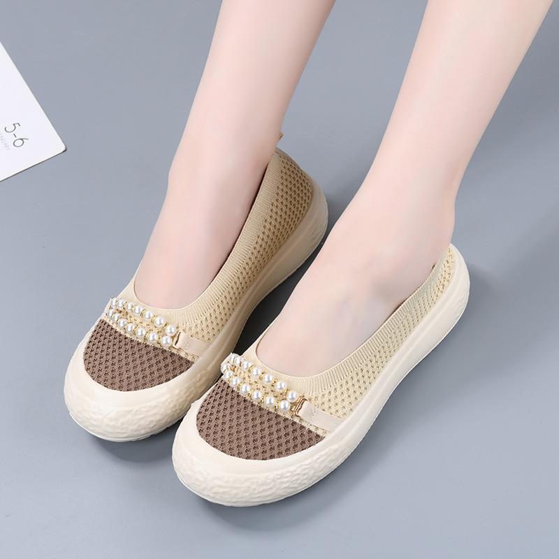 

Повседневные дышащие туфли-лодочки с неглубоким вырезом, на мягкой подошве, противоскользящей плоской подошве, одинарные туфли, лето, новые, тканевые туфли старого Пекина, женские 35