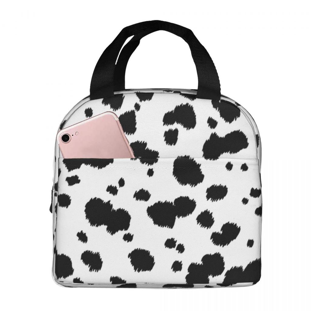 Dalmatian Dog Texture Insulated Lunch Bag for Women Kids Portable Food Boxes Thermal Lunch Box Tote