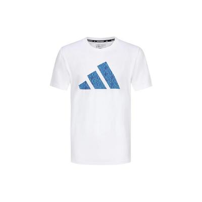 adidas Pletené tričko s krátkým rukávem a kulatým výstřihem s potiskem loga Unisex Top Bílá Modrá ADICLTSPSTK-WBU