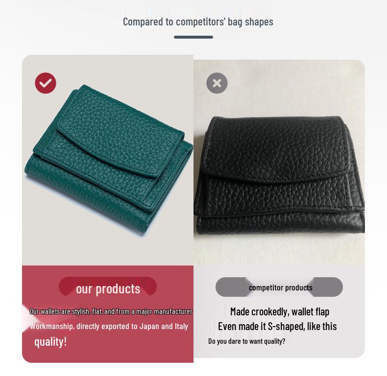 RFID Blocking Japanese Cowhide Women's Ultra-Thin Mini Wallet