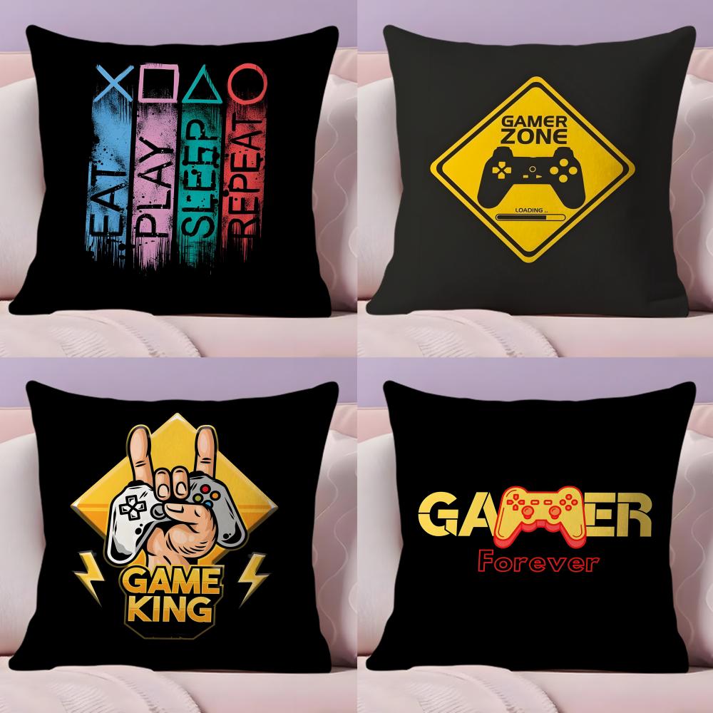 Gamer Forever Funny Best Pillow Case Plush Fabric Soft Double-Sided Printed Sofa Warm Winter Home Gift Cushion Cover