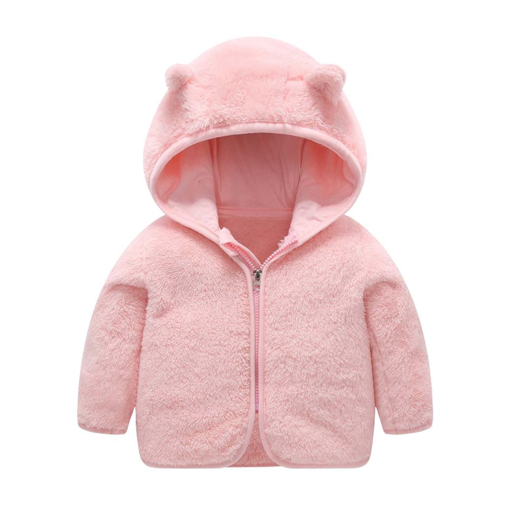 Spring Autumn Children's Fleece Coat Baby Bear Ears Long Sleeve Warm Jacket Child Clothing