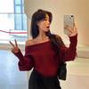 Pure Desire Style One-shoulder Off-the-shoulder Knitted Sweater, Laid-back Sweater Women's Top