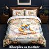 Teddy Bear Theme Custom Text Or Name 3Pcs Bedding Set,1 Flat Sheet & 2 Pillowcases Personalized Home Bedding