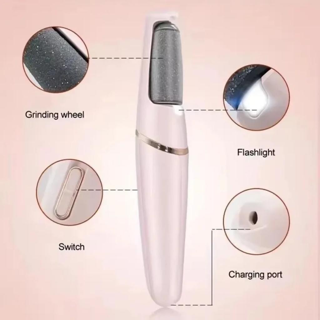 HOMZY NEW USB Electric Dead Skin Pedicure Automatic Foot Grinder Rechargeable Roller Feet Pedicure Tool with 2 Removable Roller Heads