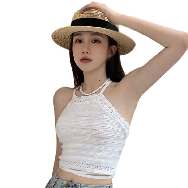 

Женский трикотажный топ без рукавов летний наряд крест-накрест