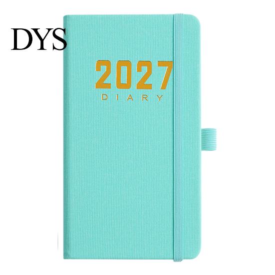 2027 Daily Planner with PU Leather Cover, A6 Pocket Size Compact Organizer Agenda, Portable Notebook Pen Holder for Efficient Time Management