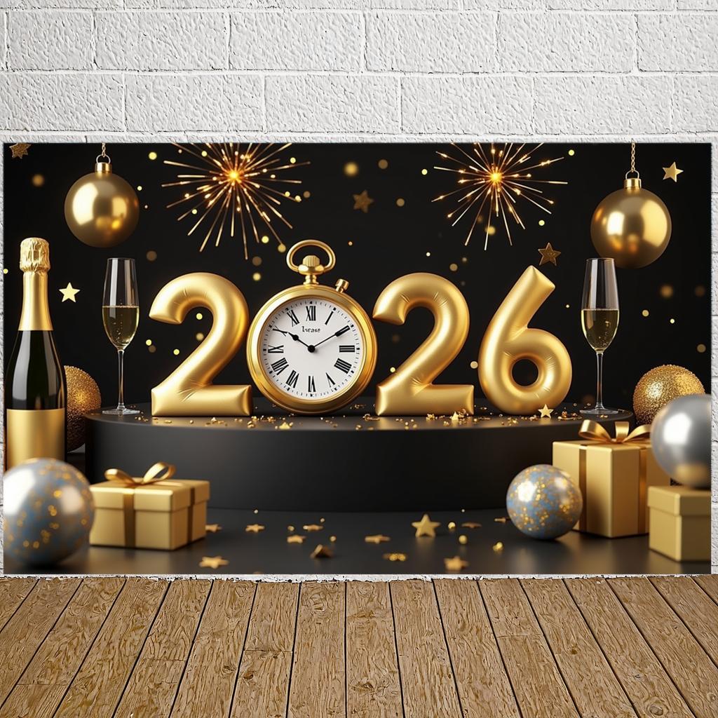 New Year Decor Lightweight Material Party Decoration Event Backdrop Decorative Design 2026 Celebration Banner For New Year Party