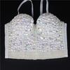 Women's Rhinestone Beaded Corset Bustier Top Party Glitter Corset Top Bra Tank Top