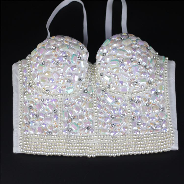 Women's Rhinestone Beaded Corset Bustier Top Party Glitter Corset Top Bra Tank Top