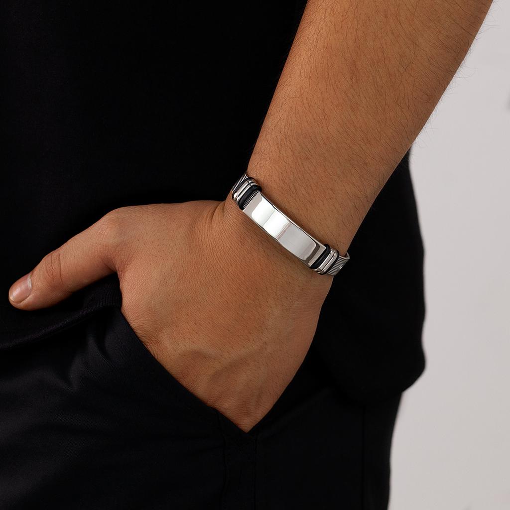 Accessories Stainless Steel Strap Mesh Strap Glossy Bracelet Simple Titanium Steel Men's Bracelet
