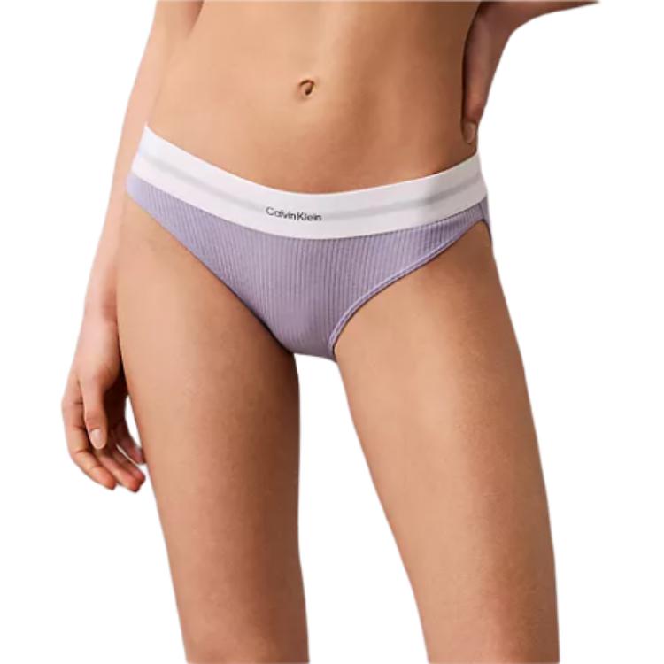 

Calvin Klein Эластичное рубчатое треугольное нижнее белье с буквами, удобное, с низкой посадкой, женское нижнее белье, фиолетовое QF8022-541 M