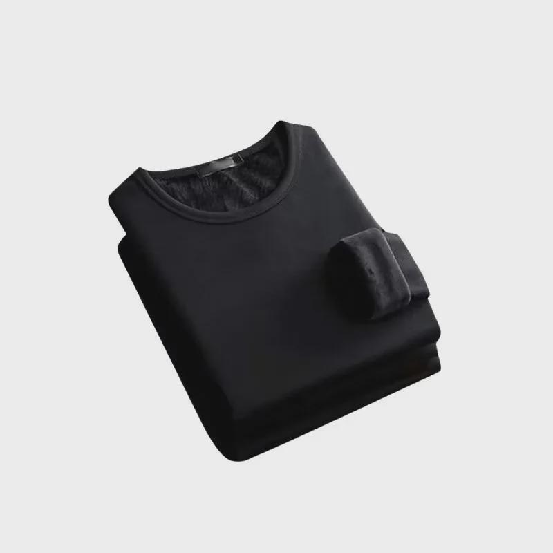 Men's 2026 Warm Solid Color Long Sleeve Shirt - Autumn/Winter Fleece-Lined