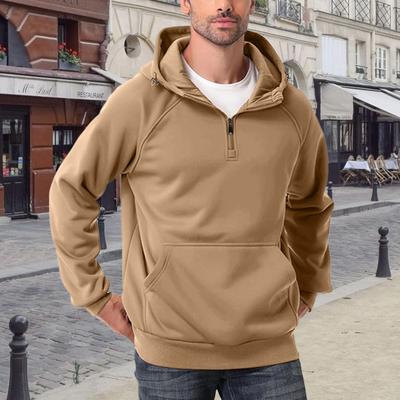 Half-zip Sweatshirt Men's Autumn and Winter Velvet Thickened Hoodie Men's Solid Color Top Jacket