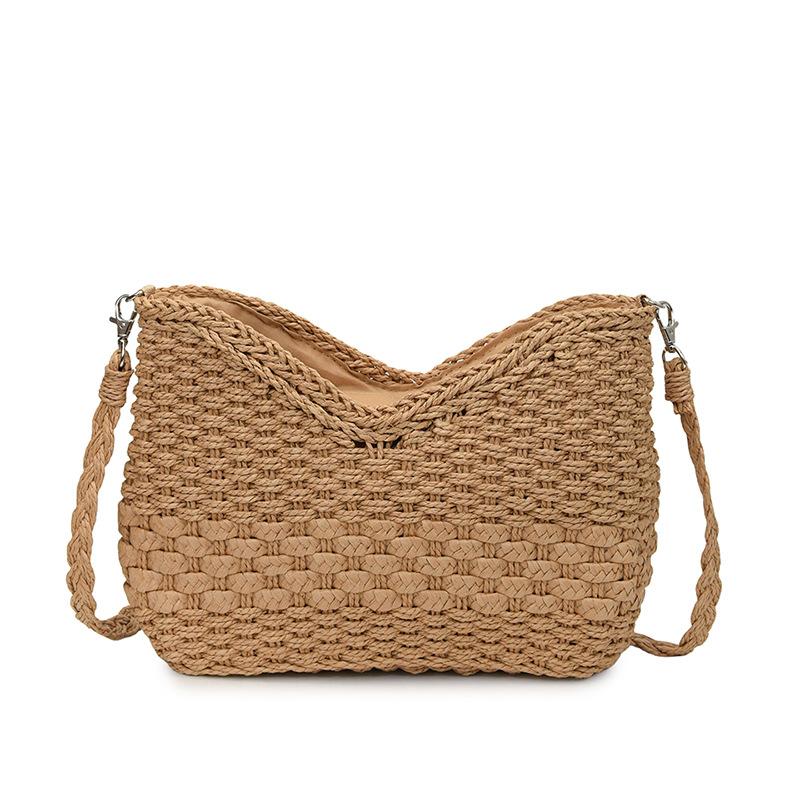 

Плетеная сумка подмышку женская летняя для отпуска на море повседневная соломенная сумка новая модная простая универсальная сумка на плечо хаки