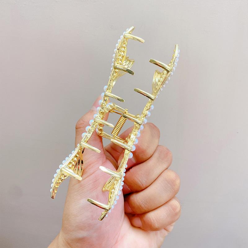 2 Pieces of Pearl Double Fishtail Grip Clip Shark Clip Large Hair Accessories