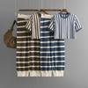 Summer New Striped Crew Neck Short Top Casual Knitted Sweater, Suit Women