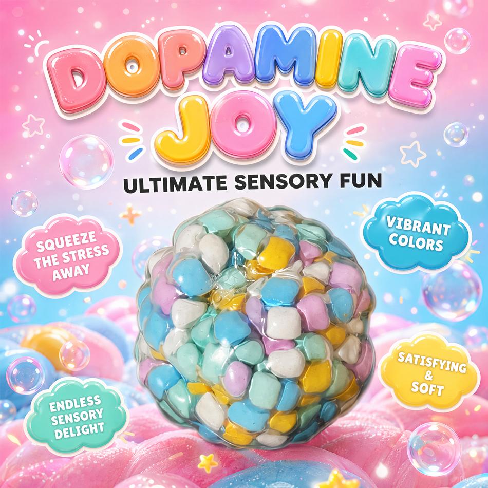 Cute Dopamine Color Stone Squeeze Ball Noisy Squishy Toys , Anxiety Relief Fidget Toys, Squeeze Balls For Adhd Focus