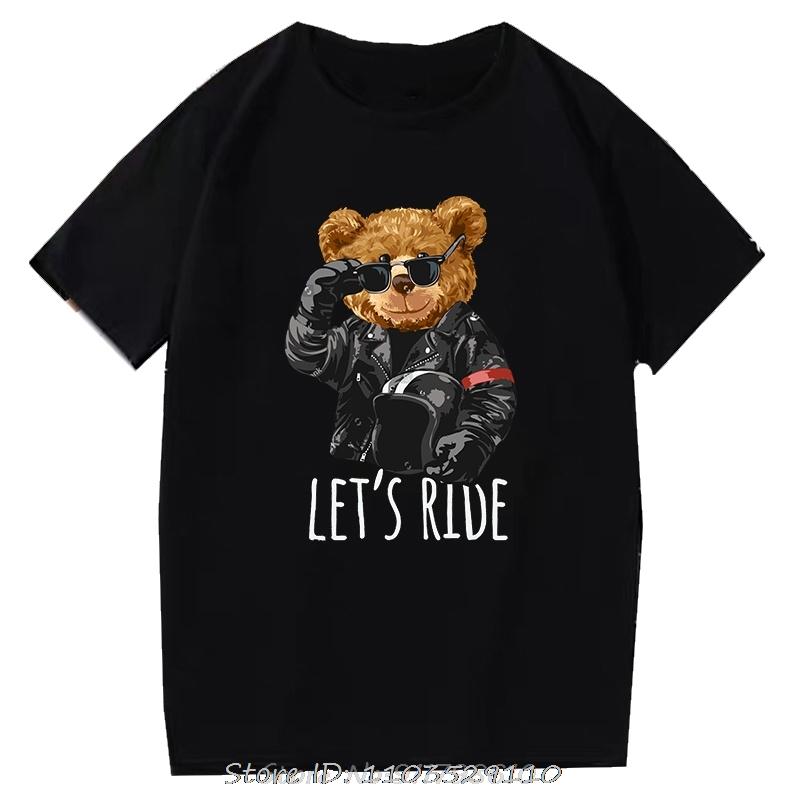 Teddy Bear Tshirt Cool Robotic Graphic Tops Harajuku Cartoon Streetwear Fitness Clothes Casual Fashion Tee Roupas Masculinas