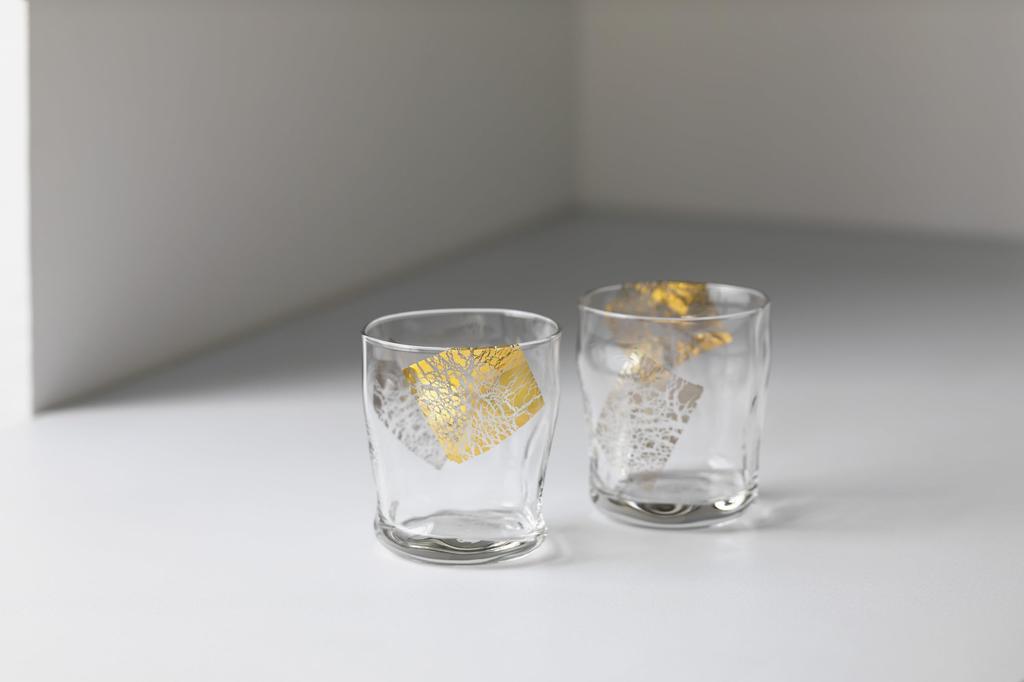 ADERIA Tebineri Fluid Kinrajin Rocks Glass Pair Set 300ml Made In Japan Cosmetic Box Whiskey Stylish Shochu Whiskey Glass Gift Women Day Tableware Day