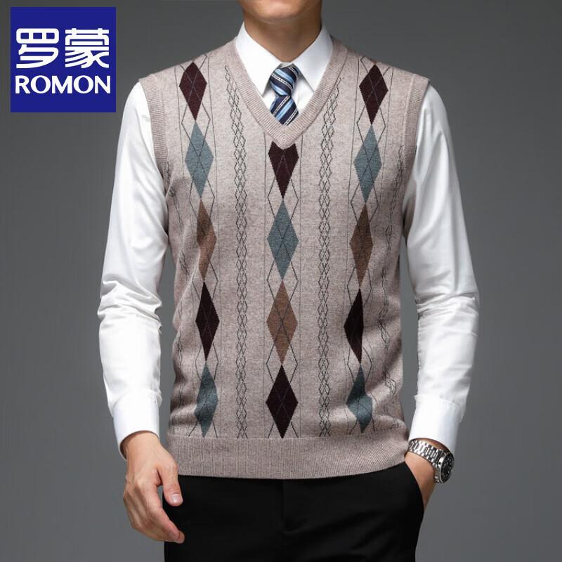 ROMON Men's V-Neck Sleeveless Knit Sweater Vest