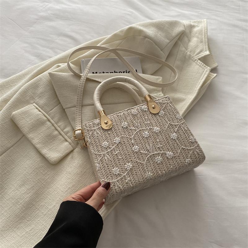 Trendy Street Style Womens Handcrafted Small Square Bag Soft Textured Woven Handbag