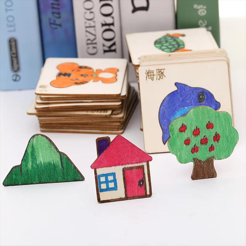 10-20pcs Wooden DIY  Kids Drawing Toys Painting Stencils Template Craft Toys Puzzle Educational Toys For Children Gifts