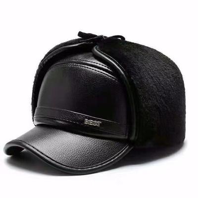 Hat Winter Fleece Men's Old Man Hat Ear Protector Thickened Warm Leather Hat Cold-proof Peaked Hat Cotton Hat Tide