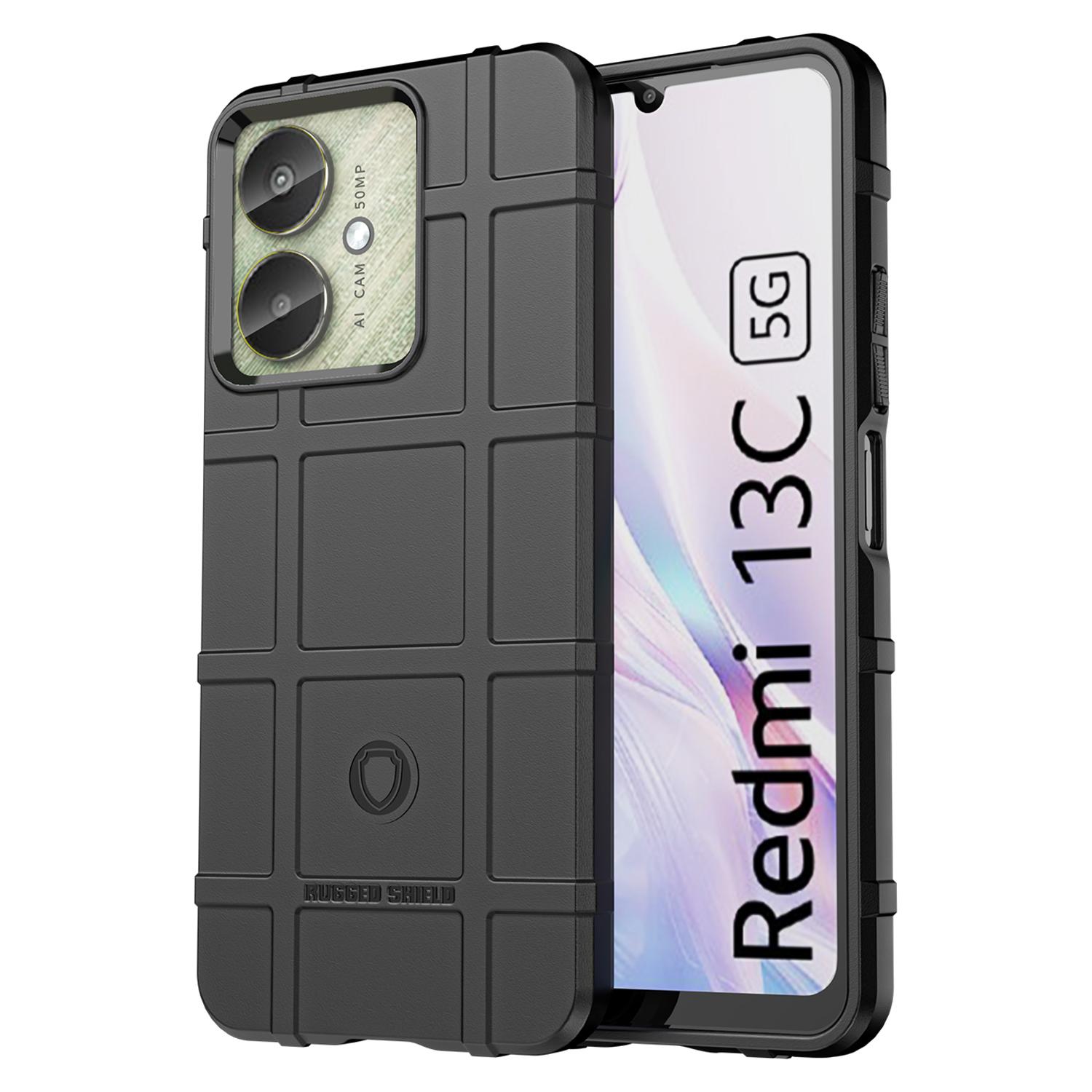 

For Xiaomi Redmi 13C 4G/13C 5G/13R 5G/Poco M6 5G/Poco C65 4G TPU Case Square Grid Phone Back Cover Black