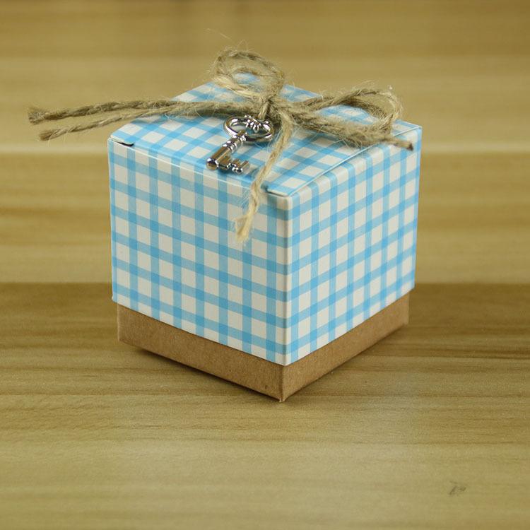 

European Plaid Candy Box Creative Kraft Paper Candy Box European Candy Box 5*5*5cm синій