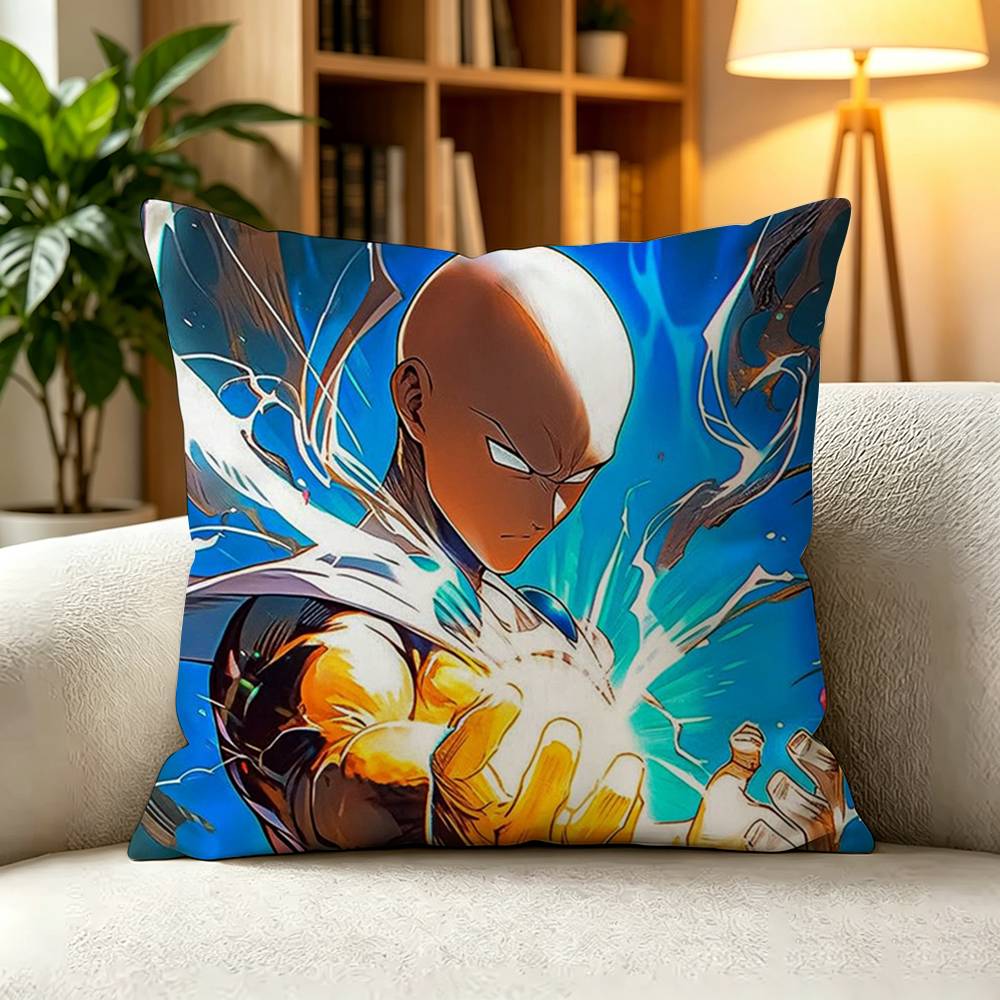 CCool Saitama One Punch Man Anime Square DoubleSided printed Pillow Case Bedroom Bedside Pillow Sofa Cushion Cover