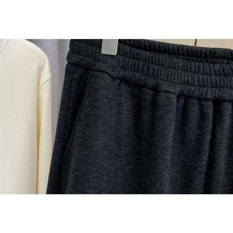 Plus Size Women Winter Fleece Thickened Lace Hem Wide Leg Casual Pants