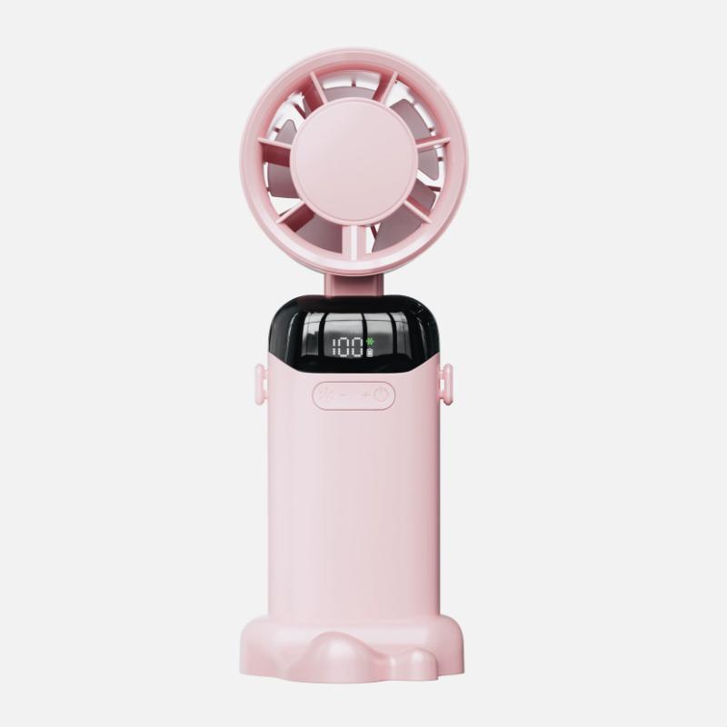 2026 Multi-Functional Foldable Handheld & Neck Ice-Pack Fan with Digital Display 160x63.5x60 mm розовый