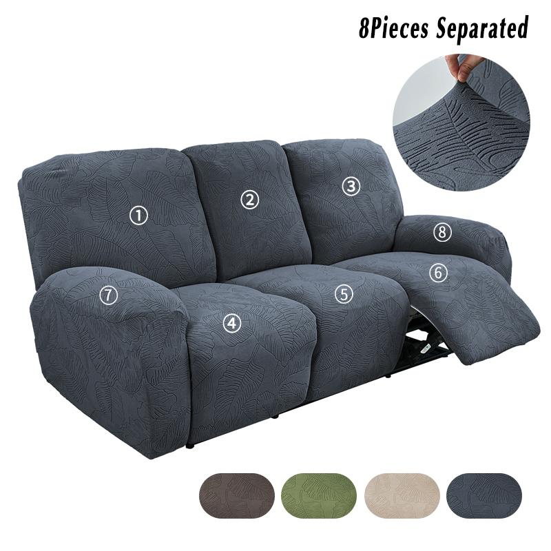 1/3 Seater Jacquard Recliner Sofa Cover Solid Color Relax Armchair Covers Stretch Single Couch Slipcover For Living Room Bedroom