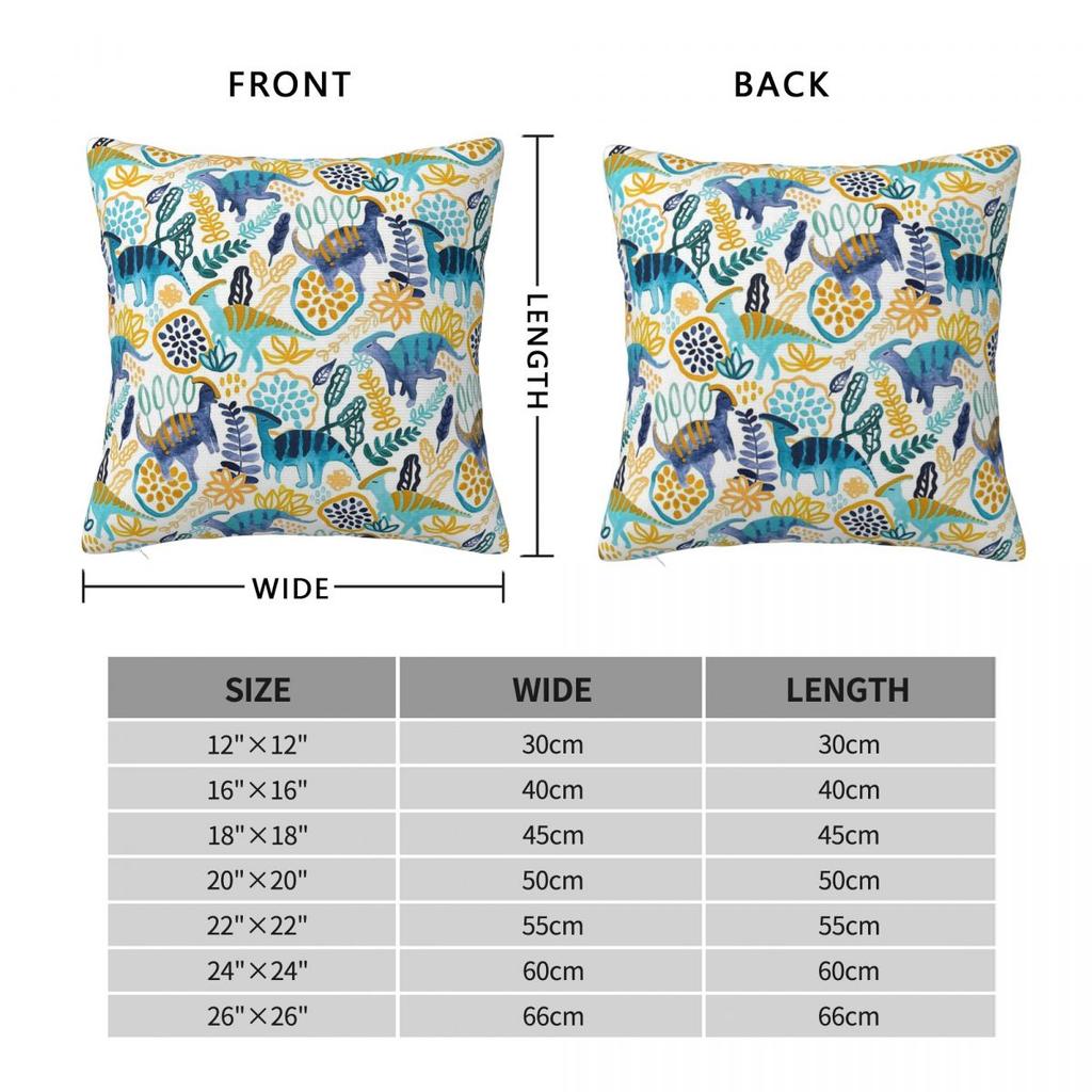 Gouache Dinosaur Parasaurolophuses Square Pillowcase Polyester Linen Velvet Pattern Decor Pillow Case Room Cushion Cover 45X45