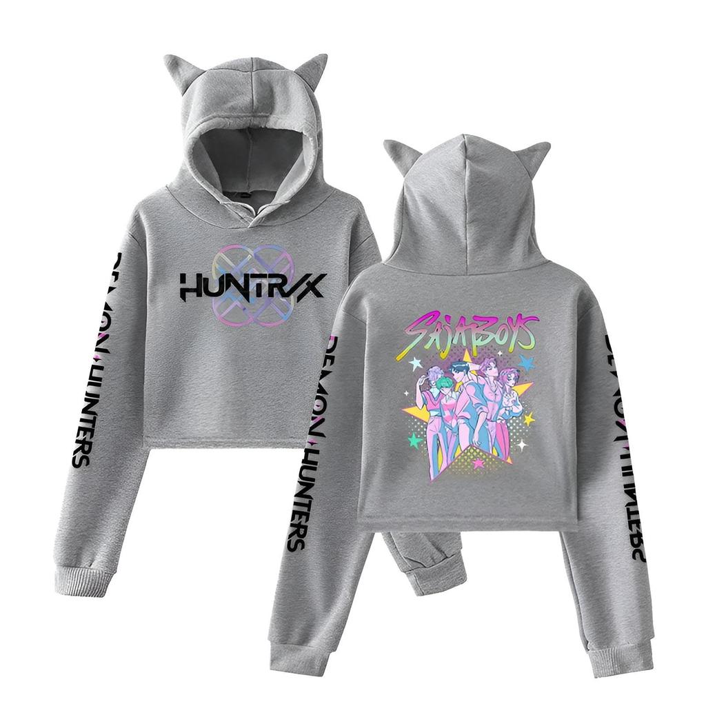 Hot K-pop Anime Kpop Demon Hunter Crop Tops Women Sweatshirt Long Sleeve Girls Fashion Hoodie