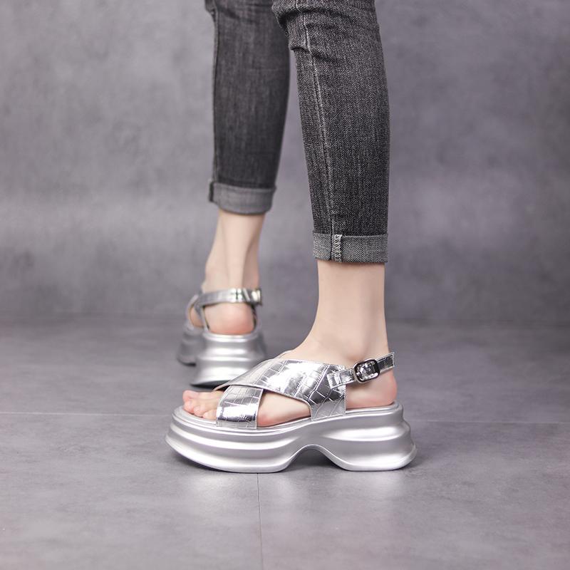 Ladies thick-soled square-heeled slippers new sandals outdoor beach open-toed high-heeled shallow-mouth casual women's shoes