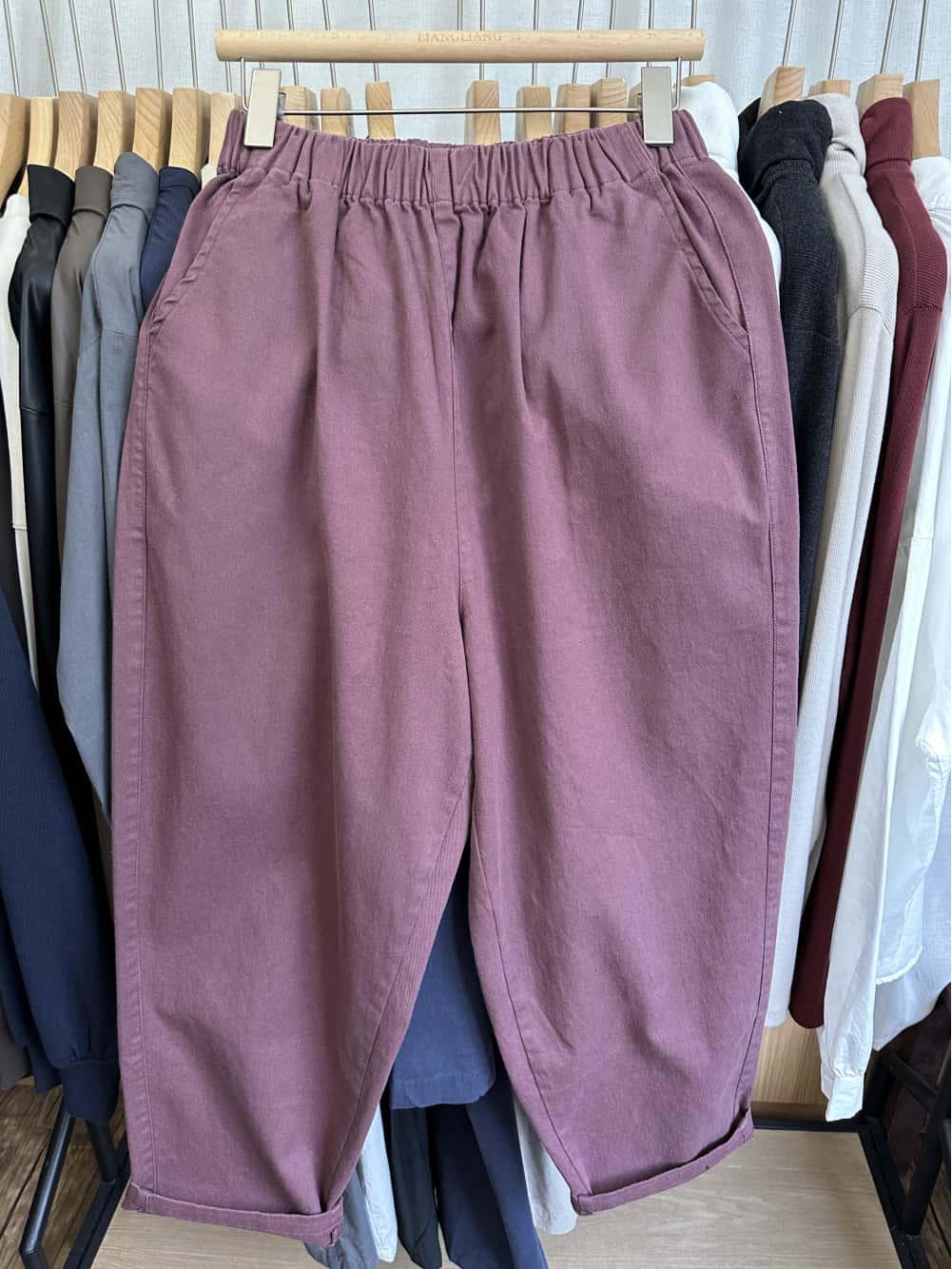 

Yinmu Осенние Хлопковые Брюки-Гаремы с Завышенной Талией Свободные Большого Размера One Size