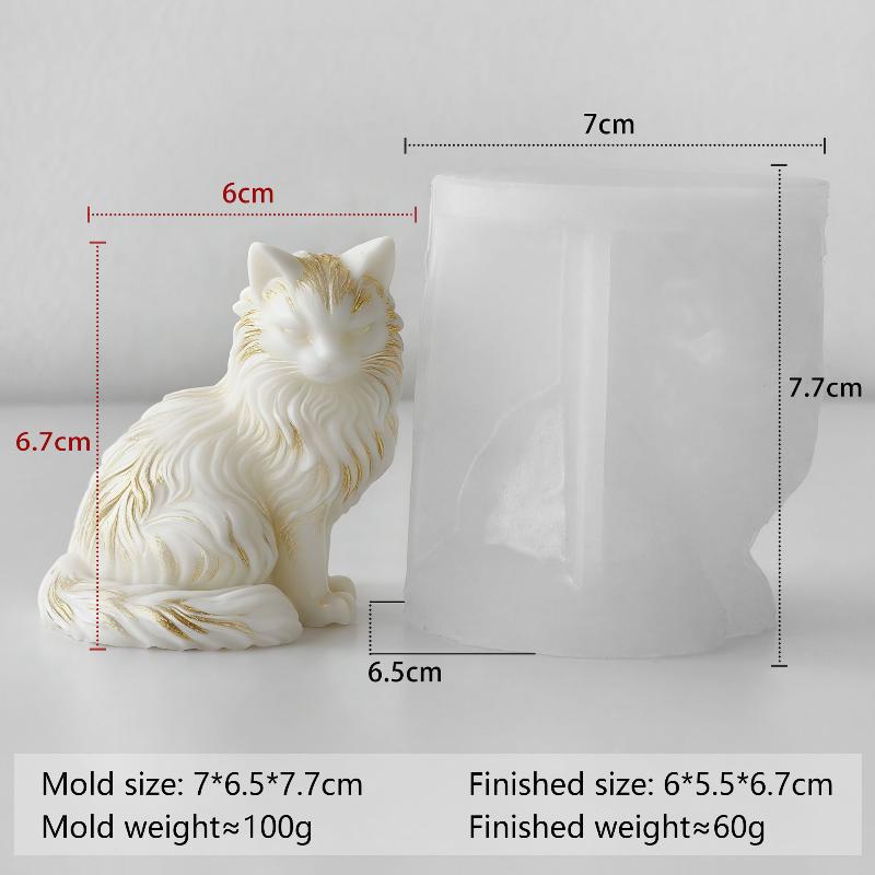 Cute Maine Coon Cat Silicone Mold Diy Scented Candle Wax Plaster Craft Pet Lover Gift Home Decor