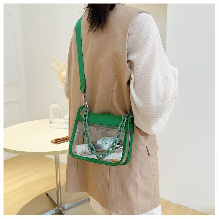 

Transparent Crossbody Messenger Handbags Women PVC Cylinder Shoulder Bags Women Sling Bags зелений