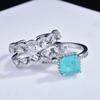 Open Ring Set Simulated Paraiba Tourmaline Jewelry Light Luxury Color Gemstone Stackable Rings for Women