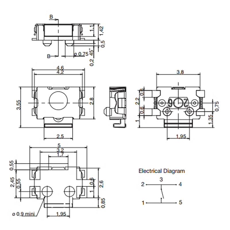 10 Peças Kms221Gplfs Cabeça Chata Tartaruga Pequena Toque Botão Lateral Interruptor Patch 4 Pés Botão de Toque para Câmera de Telefone Celular